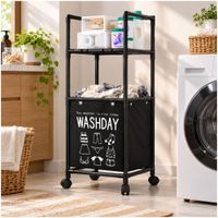 Estante Organizador Multiusos para Lavandería con Cesto 105x42x32cm Negro