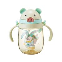 Tomatodo de Entrenamiento Antiderrame de Cerdito Cute con Asa y Correa 350ml Verde