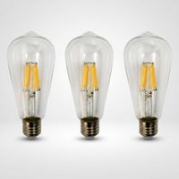 Pack x3 Foco Decorativo LED Tipo Pera Filamento Vintage 8W E27 Luz Cálida