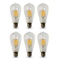 Pack x6 Foco Decorativo LED Tipo Pera Filamento Vintage 8W E27 Luz Cálida