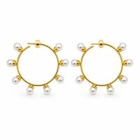 Aretes Perla Aurea de acero enchapado en oro 18k