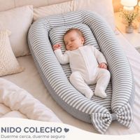 Nido Colecho Para Bebé Con Almohada 85x50 Con Forro- Gris