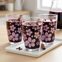 Set de 3 Vasos de Vidrio 350 ml con Diseño Floral