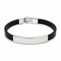 Pulsera de cuero y plata para caballero