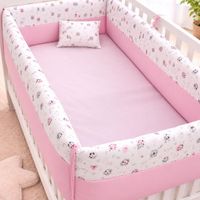 PROTECTORES LATERALES PARACHOQUES BARANDA CUNA CON ALMOHADITA - ROSADO
