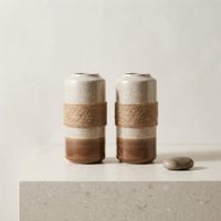 Set x2 Jarrones Decorativos Boho Terra Marrón 11x22 cm  ZALMOHADAS