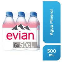 Agua Mineral EVIAN Sin Gas Paquete 6un Botella 500ml