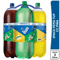 Gaseosa PEPSI + 7UP + CONCORDIA Piña Botella 3L Paquete 3un