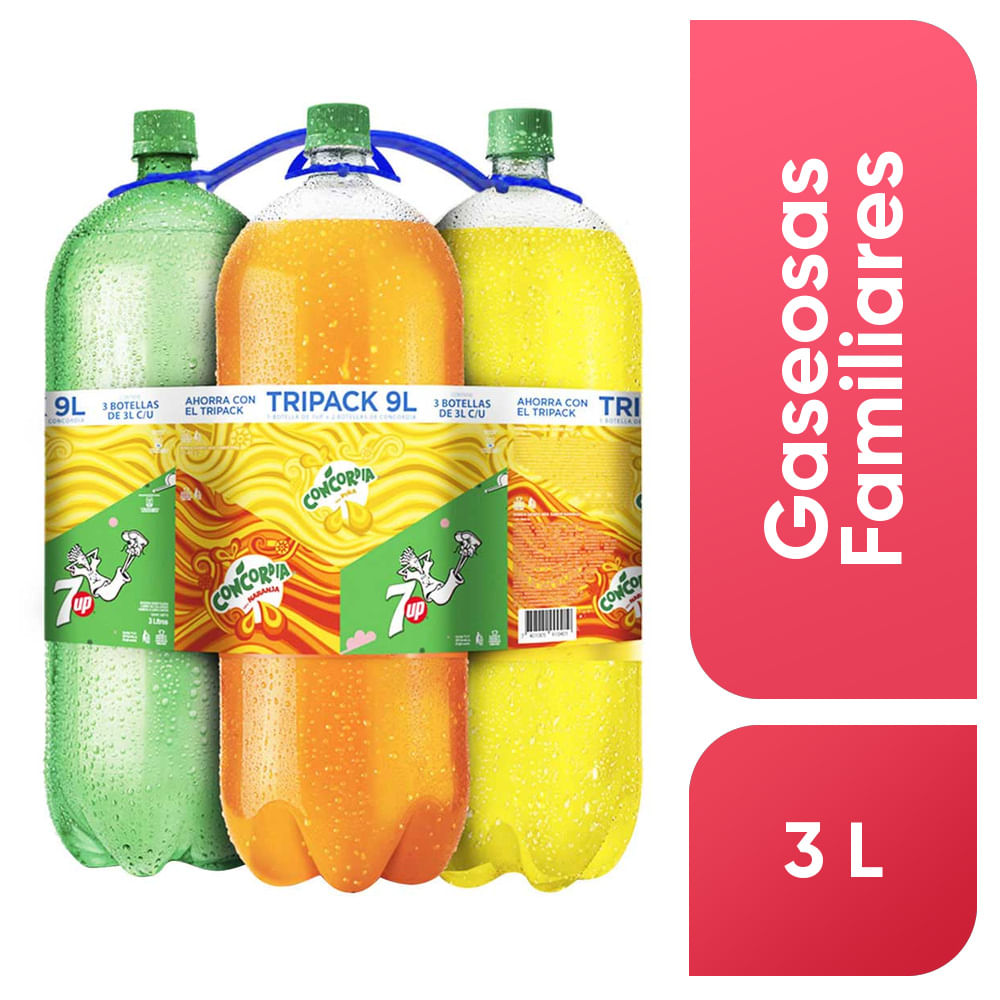 Gaseosa CONCORDIA + SEVE UP Botella 3L Paquete 3un