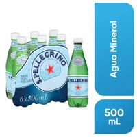 Agua Mineral con Gas SAN PELLEGRINO 500ml Paquete 6un