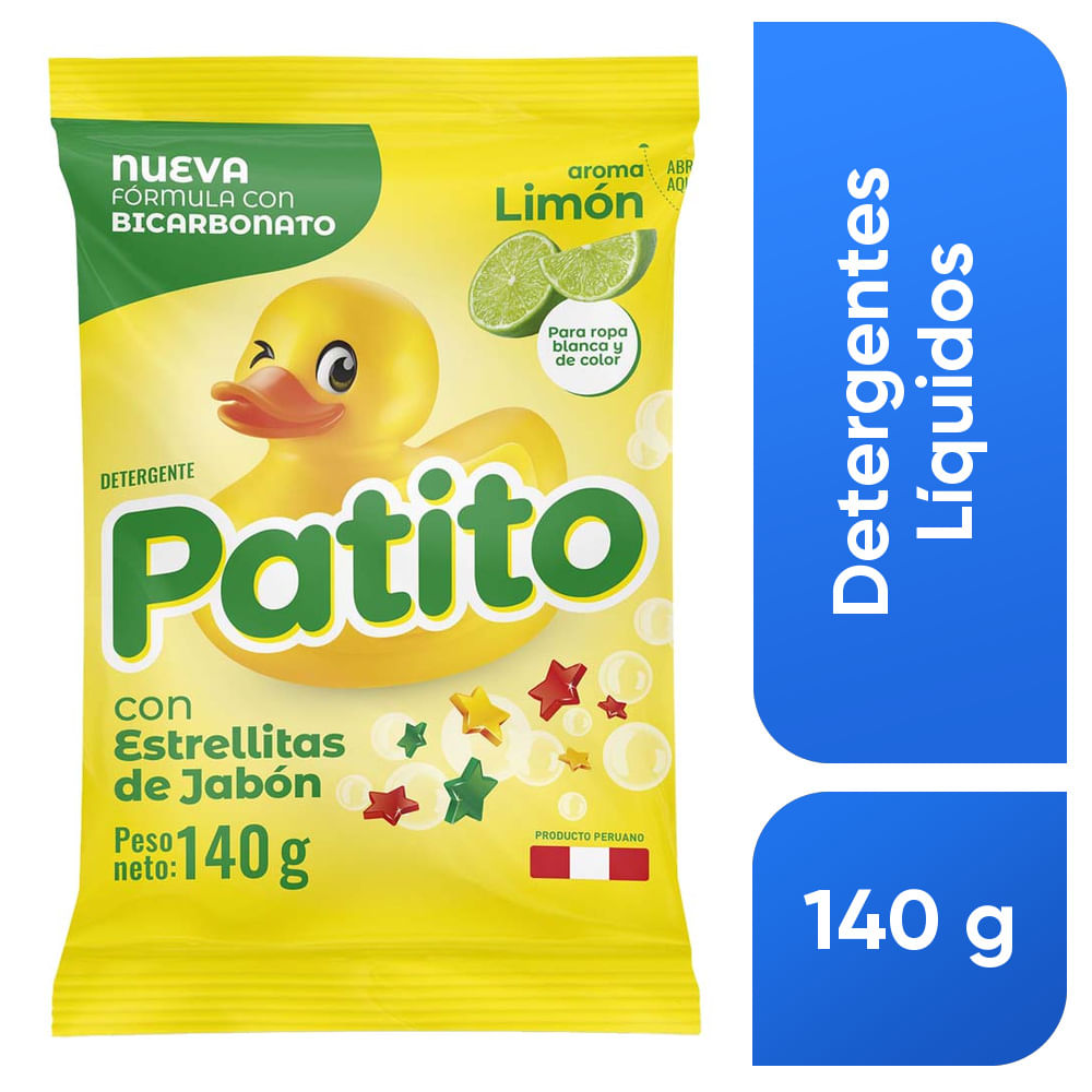 Detergente en Polvo PATITO Bicarbonato Limón Bolsa 140g