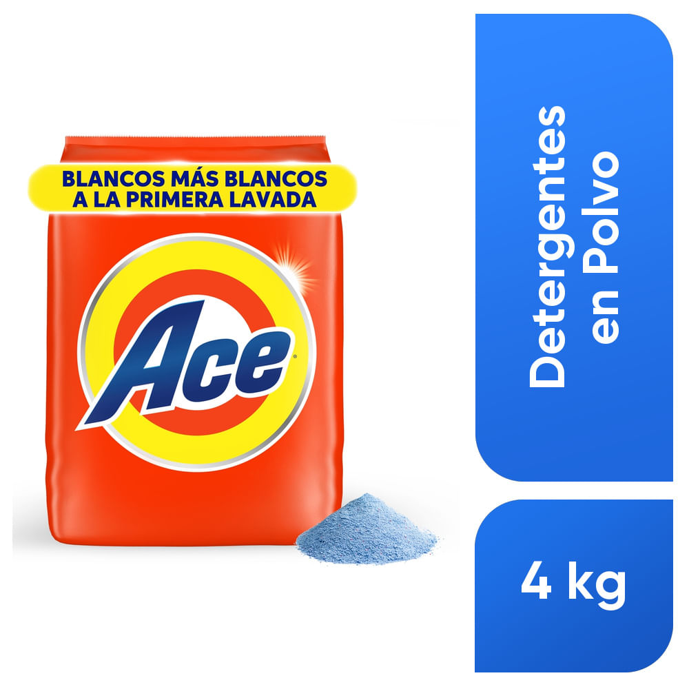 Detergente en Polvo ACE Limpieza Completa Bolsa 4Kg