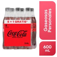 Gaseosa COCA COLA Zero Botella 600ml Paquete 6un