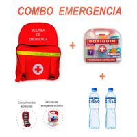 Mochila de Emergencia con Botiquín y 2 Botellas de Agua 500 ml Rojo