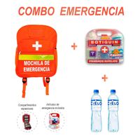 Mochila de Emergencia con Botiquín y 2 Botellas de Agua 500 ml Naranja