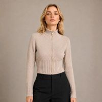 Casaca Mujer Estilo Crop con Detalles de Brillos - Arena