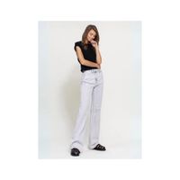 Pantalón Jean Gris Claro Mujer Corte Recto Celeste