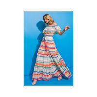 Vestido Mujer Largo Maxi Multicolor Estampado Hombros Caídos