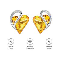 ARETES INFINITY LOVE CORAZÓN INFINITO CON CRISTAL NATAL AMARILLO