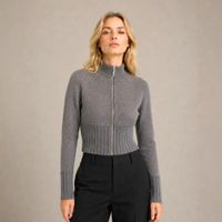 Casaca Mujer Estilo Crop con Detalles de Brillos - Gris