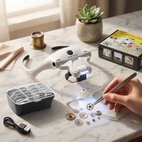 Lupa De Cabeza Recargable 4 Luces Led con 5 Lentes De Aumento
