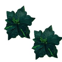 Set de 2 Flores Tipo Cardinal Verde Terciopelada FN177 FLORIPASTORE