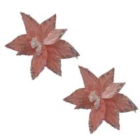 Set de 2 Flores Navideñas Tipo Cardinal Rosada FN180 FLORIPASTORE