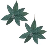 Set de 2 Flores Navideñas Tipo Cardinal Verde FN179  FLORIPASTORE