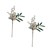 Set de 2 Picks Navideños de Moras Blancas de 44cm FN129 FLORIPASTORE