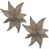 Set de 2 Flores Navideñas Tipo Cardinal Champaña de 40cm FN176 FLORIPASTORE