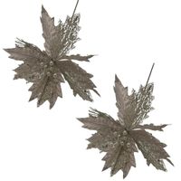 Set de 2 Flores Navideñas Tipo Cardinal Champaña de 40cm FN174 FLORIPASTORE