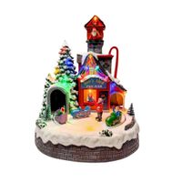 Villa Navideña Con Trineo Giratorio de 31cm FC115 FLORIPASTORE