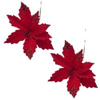 Set de 2 Flores Tipo Cardinal Roja con Brillo FN162 FLORIPASTORE