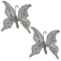 Set de  2 Mariposas Navideñas Plateadas FN183  FLORIPASTORE