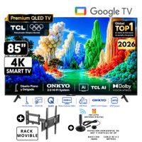 Televisor TCL 85 Qled Premium Ultra HD 4k Smart Tv  85A400 Google TV - Rack Movible