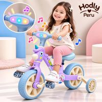 Bicicleta de Equilibrio Unicornio para Niñas con Pedales Ruedas de Apoyo Luces y Música