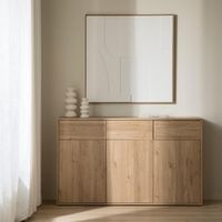 Aparador Lohan 3 Puertas 3 Cajones Moderno  Roble 140x35x85cm