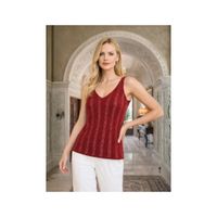 Blusa Top Mujer Rojo Tejido en Diseño de Franjas Verticales sin Mangas