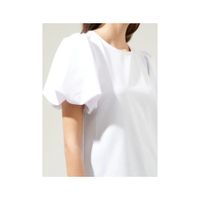 Blusa Top Mujer Blanco Cuello Redondo Manga Globo