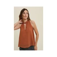 Blusa Top Mujer Camel Cuello Alto Estilo Halter