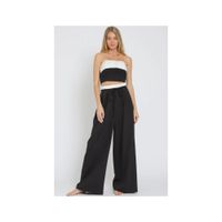 Pantalón Mujer Palazzo con Cordón Ajustable - Negro