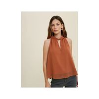 Blusa Top Mujer Camel Cuello Alto Estilo Halter