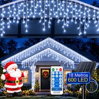 Luces De Navidad Cascada 600 Led 18 Metros Blanco