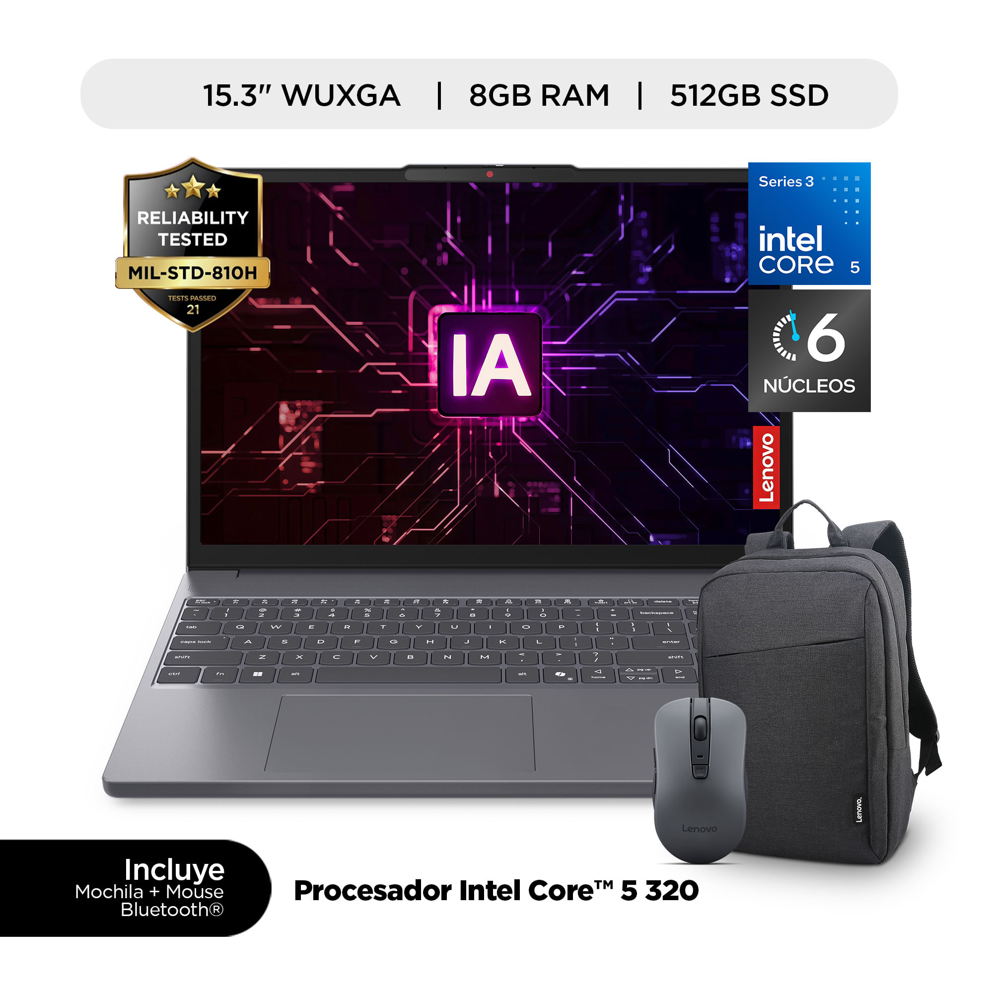 Laptop LENOVO IPS 3 15IWC11 15" Intel Core 5 320 8GB 512GB SSD