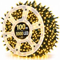 Luces Navidad 100 Metros 1000 LED Blanco Cálido Lineales En Carrete