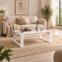 Mesa de centro moderna rectangular Elio color blanco 120x60x40 cm - Muebleo.pe