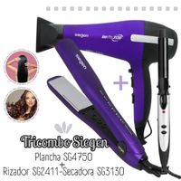 Tricombo Plancha Alisadora Siegen SG-4750 Rizadora Siegen 25mm Secadora Siegen SG3130M