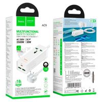 Extensión Eléctrica Hoco AC9 USB-C 2 USB-A Carga 30W