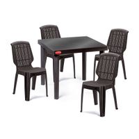 Juego de Comedor de Terraza Ratán 4 Personas Polinplast