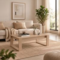 Mesa de centro moderna cuadrada Elio color amaderado 80x80x40 cm - Muebleo.pe